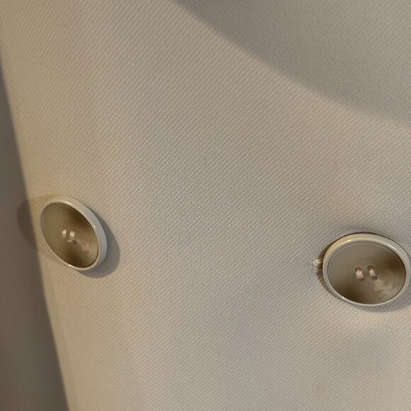 Beige/Black Women double breasted l, belted, long trench coat Size: Large - Picture 4 of 15